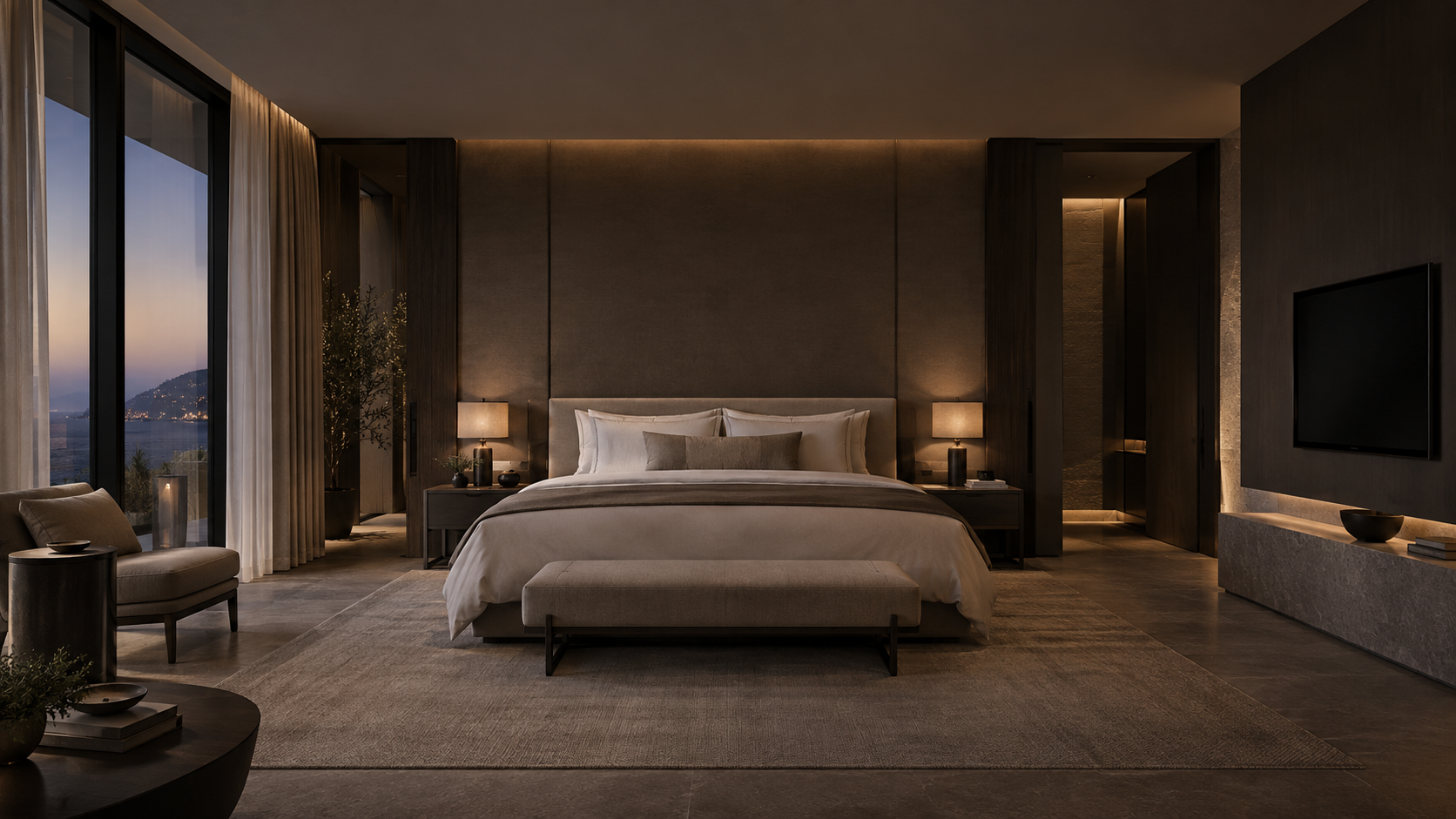 Contemporary luxury hotel room